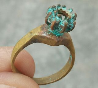 Rare Extremely Ancient Bronze Medieval Viking Ring Authentic Old Artifact Museum