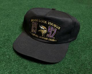 Vtg 1992 Minnesota Vikings Nfc Champions Snapback Hat Cap Rare 90s Nfl