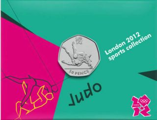 London 2012 Royal Olympic Judo 50p Coin On Card Rare,  2011 Date