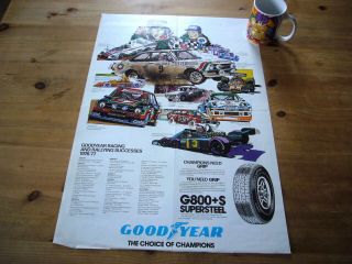Goodyear Motor Sport Poster,  1976 - 77,  Rare &,  Very Good