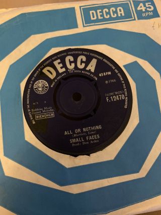 Small Faces All Or Nothing Decca 45,  R&b,  Soul Mod Orig Rare Vinyl