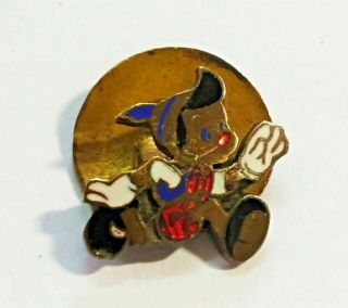 Antique,  Rare Button Pin Badge Walt Disney Movies - Pinochio - From The 40 
