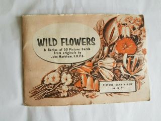 Vintage Rare 1955 Brooke Bond Wild Flowers 50 Picture Cards Album.  Complete