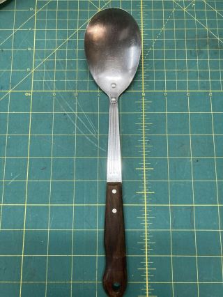 Rare Vintage Imperial Stainless Veri - Sharp Usa 11 " Serving Spoon Wooden Handle