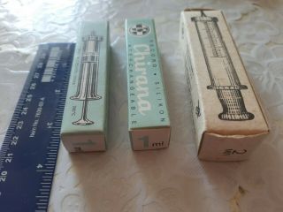 Glass Syringe 3 X Rare Vintage Ussr 1 Ml 2 Ml Antique 6 Needles