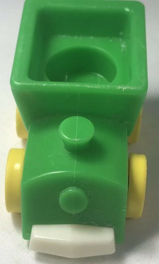 Vintage Little People Fisher Price Green Train Car Yellow Wheels Rare Htf