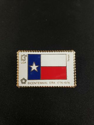 Vintage Bicentennial Era Texas 1776 - 1976.  13 Cent Stamp Pin Very Rare