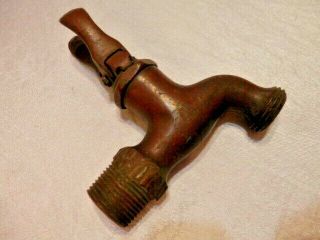 Vintage Antique Copper Outdoor Water Hose Spigot - Unusual Cut Off Compress - Rare