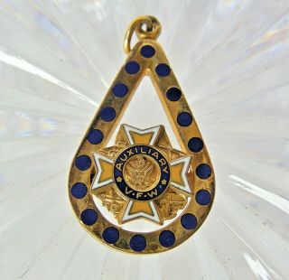 Vintage Rare Auxiliary Veterans Of Foreign Wars Pendant 10k Gold