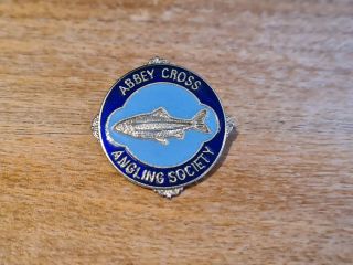 Rare Abbey Cross Angling Society Enamel Pin Badge X1 Carp Match Club Memorabilia
