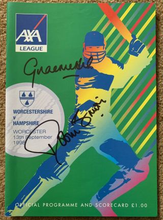 Worcestershire V Hampshire Rare Signed Cricket Programme Graeme Hick Robin Smith