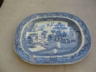 Stunning Rare Antique Quality Huge Willow Pattern Platter Decorators Item