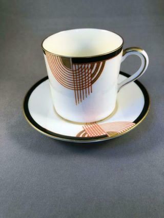 Rare Royal Doulton Art Deco Tango Pattern Coffee Cup And Saucer (2) - Perfect