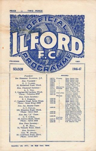 Rare Amateur Football Programme Tilbury V Romford Essex Senior Cup Final 1947