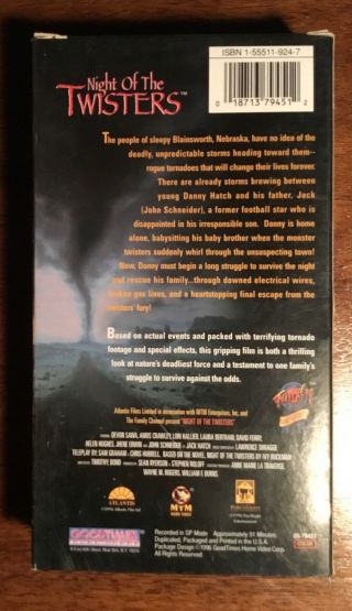 Night of the Twisters rare VHS vintage OOP not on DVD Devon Sawa 1996 GoodTimes 2