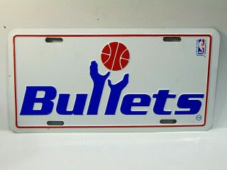 Rare Vintage Washington Bullets Nba Basketball License Plate Advertising Sign