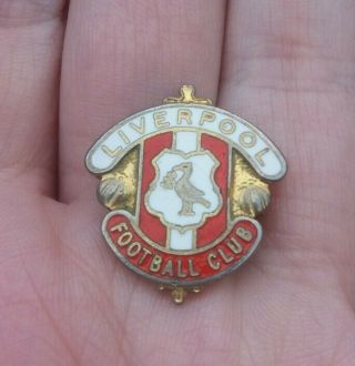 Liverpool Football Club White Red & Gold Gilt Vintage Crest Pin Badge Rare Vgc