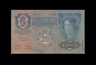 2.  1.  1913 Austria 20 Kronen Banknote Rare ( (aunc))