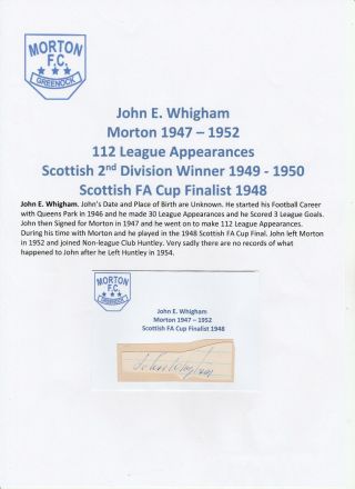 John Whigham Morton 1947 - 1952 Rare Hand Signed Cutting/card