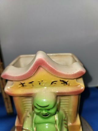 Vintage Shawnee Pottery Air Brushed Buddha Planter 524 - RARE 3
