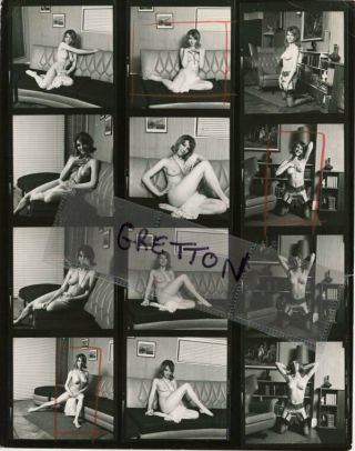 Vintage Nude Risque Female B&w Rare Contact Sheet Photo 6