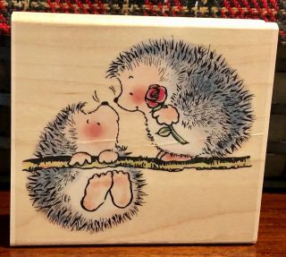 Penny Black So Glad To Catch You Hedgehog Rubber Stamp Rare Retired