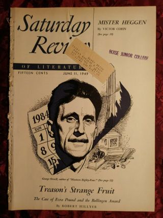 Rare Saturday Review June 11 1949 George Orwell 1984 Robert Hillyer Victor Cohn