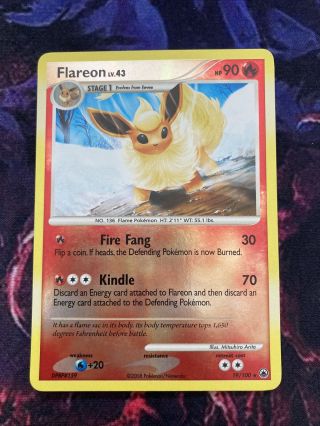 Pokemon Card Flareon 19/100 Rare Reverse Holo Majestic Dawn Excellent/nm