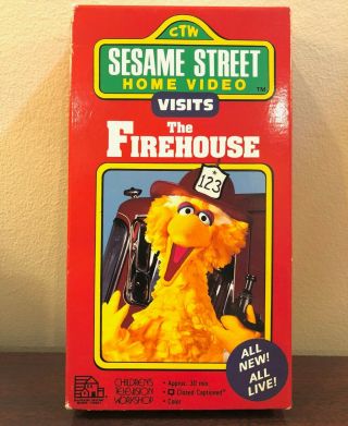 Sesame Street Visits The Firehouse (vhs 1990) Rare & Oop Tape Exc Cond Shp