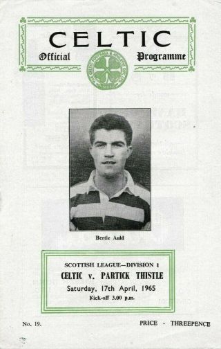 Rare Scottish Football Programme Glasgow Celtic V Partick Thistle 1964 - 65