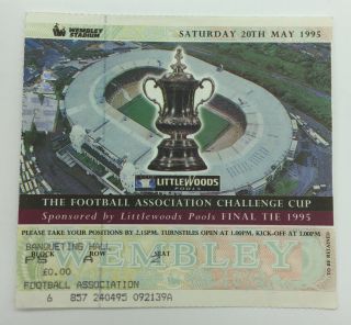 Rare Everton V Manchester United 1995 Fa Cup Final Ticket Stub Wembley