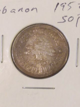 1952 Lebanon 50 Piastres - Silver - Rare Vintage Coin -