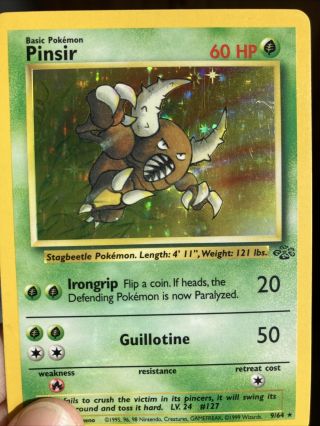 Pokemon Card - Pinsir 9/64 - Jungle Set 1999 - Holo Rare Shiny -