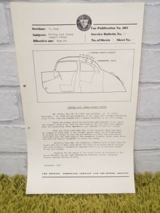 Very Rare Bristol Cars Internal Service Bulletin Dated 1948 For Bristol 400