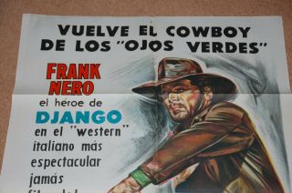 FRANCO NERO in TEXAS,  ADIOS (1966) - RARE ORIG.  1 - SHT POSTER - EX.  CON. 2