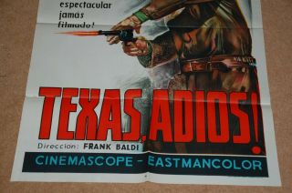 FRANCO NERO in TEXAS,  ADIOS (1966) - RARE ORIG.  1 - SHT POSTER - EX.  CON. 3