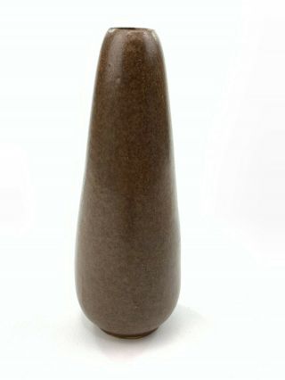Unique & Rare Vintage Mid Century Brown Glaze Art Pottery Bud Flower Vase 5.  5 "