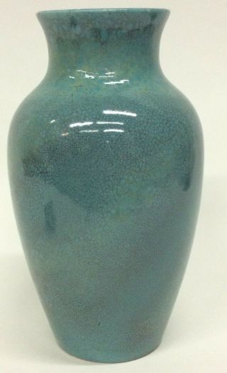 Rare Birks Germany Mid - Century No 911 Glazed Pottery Vase Teal Blue B25