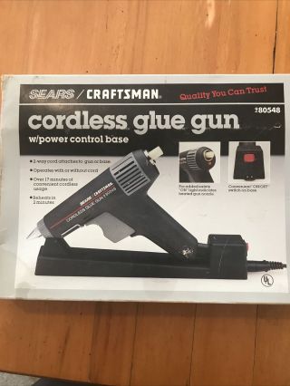 Rare Sears Craftsman Cordless Glue Gun With Power Control Base Model 980548