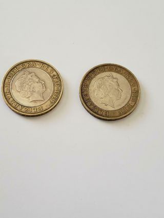 2 Vintage Rare 1998 & 2007 Elizabeth Ii – Great Britain – Two Pound – Circulated