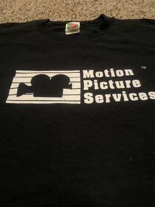 Vintage 90s Motion Picture Services Film Crew T - Shirt Size 2xl Black Rare Vtg