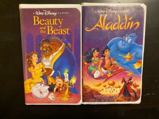 Vtg Rare Black Diamond Aladdin The Beauty And The Beast Disney Vhs The Classics