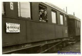 RARE Female Luftwaffe Blitzmädel Helferin Girls on Medical Railway Car 2