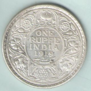 British India - 1919 - George V One Rupee Silver Coin Grade Ex - Rare Date