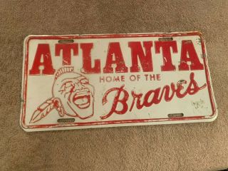 Rare Vintage Atlanta Braves Booster License Plate Tag Chief Knock A Homa
