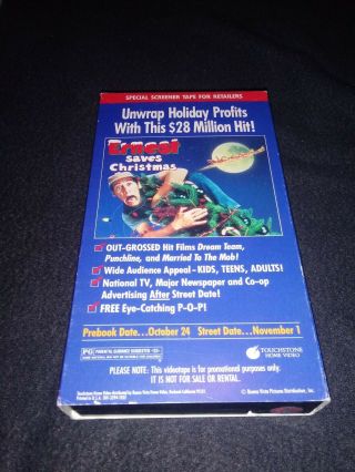 Ernest Save Christmas Three Fugitives Screener Demo Vhs Touchstone Pictures Rare