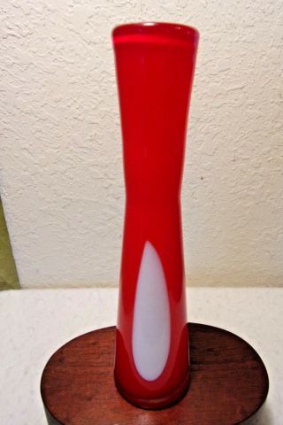 Rare Vintage 11 " Vase Red With White Spotted Accents Fabulous