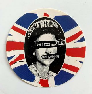 Vintage Sex Pistols 4 Inch Round God Save The Queen Sticker Rare