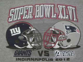 York Giants Vs England Patriots Bowl Xlvi 2012 T - Shirt - Lg - Rare Ny