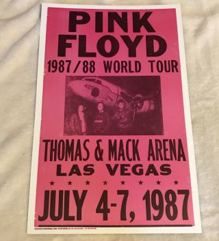 Pink Floyd - Concert Poster - 1987 Thomas & Mack Arena - Las Vegas - Rare